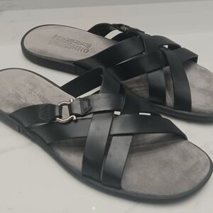 Salvatore Ferragamo Black Leather Sandals